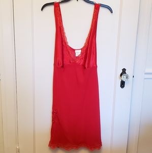 Red slip dress